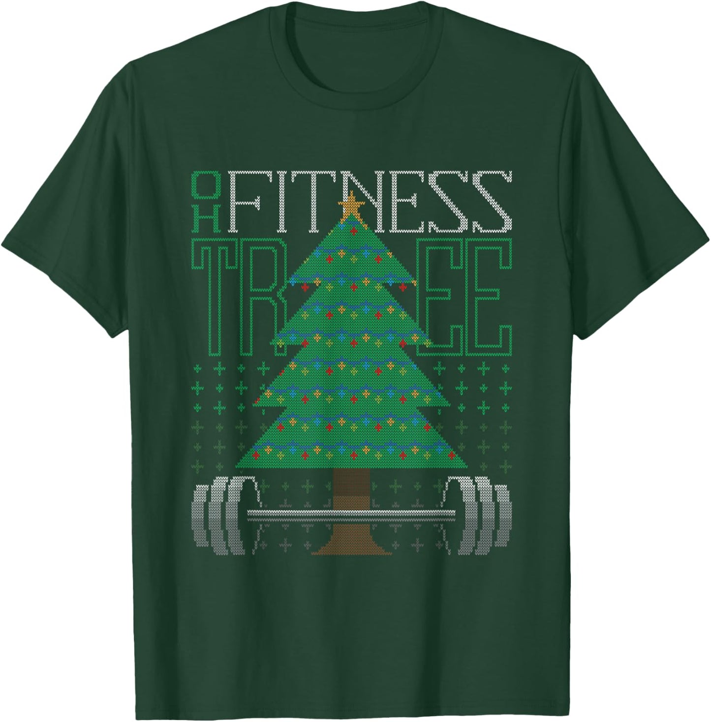 Oh Fitness Tree Christmas Workout Xmas Gym Weight Lifting T-Shirt - T-Shirt | Forest