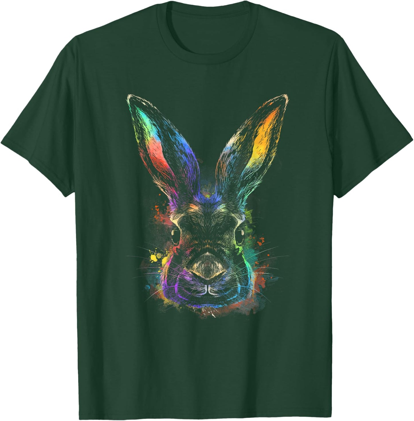 Rainbow Rabbit Abstract Colorful for Bunny Rabbit lovers T-Shirt - T-Shirt | Forest