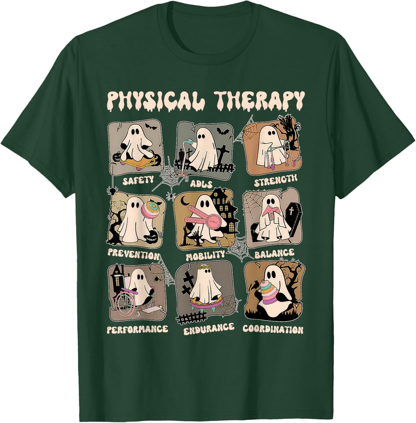 Cute Ghost Physical Therapy PT Physical Therapist Halloween T-Shirt - T-Shirt | Forest