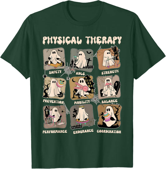 Cute Ghost Physical Therapy PT Physical Therapist Halloween T-Shirt - T-Shirt | Forest