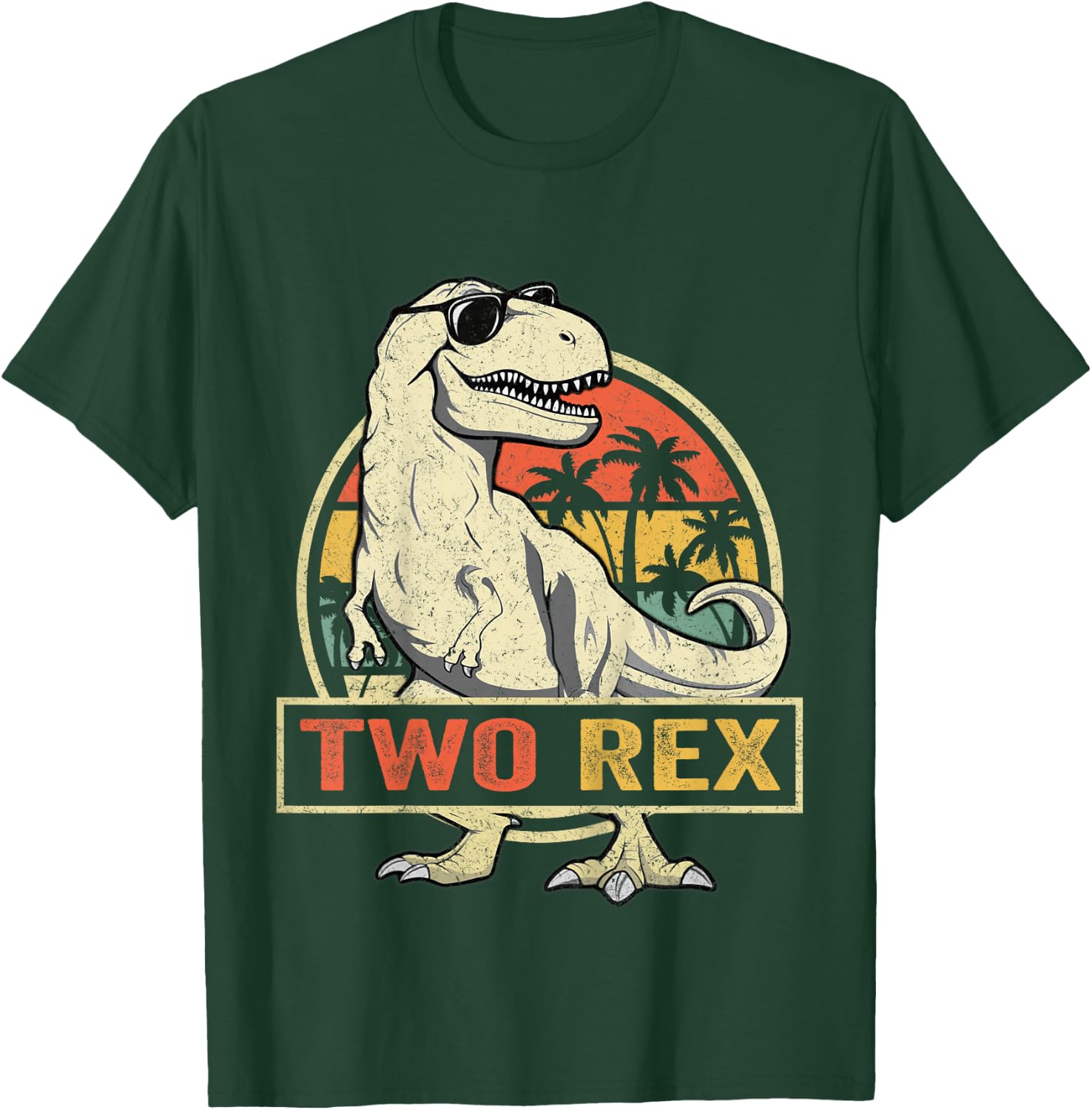Kids Two Rex 2nd Birthday Boy Second Dinosaur 2 Year Old Boys T-Shirt - T-Shirt | Forest