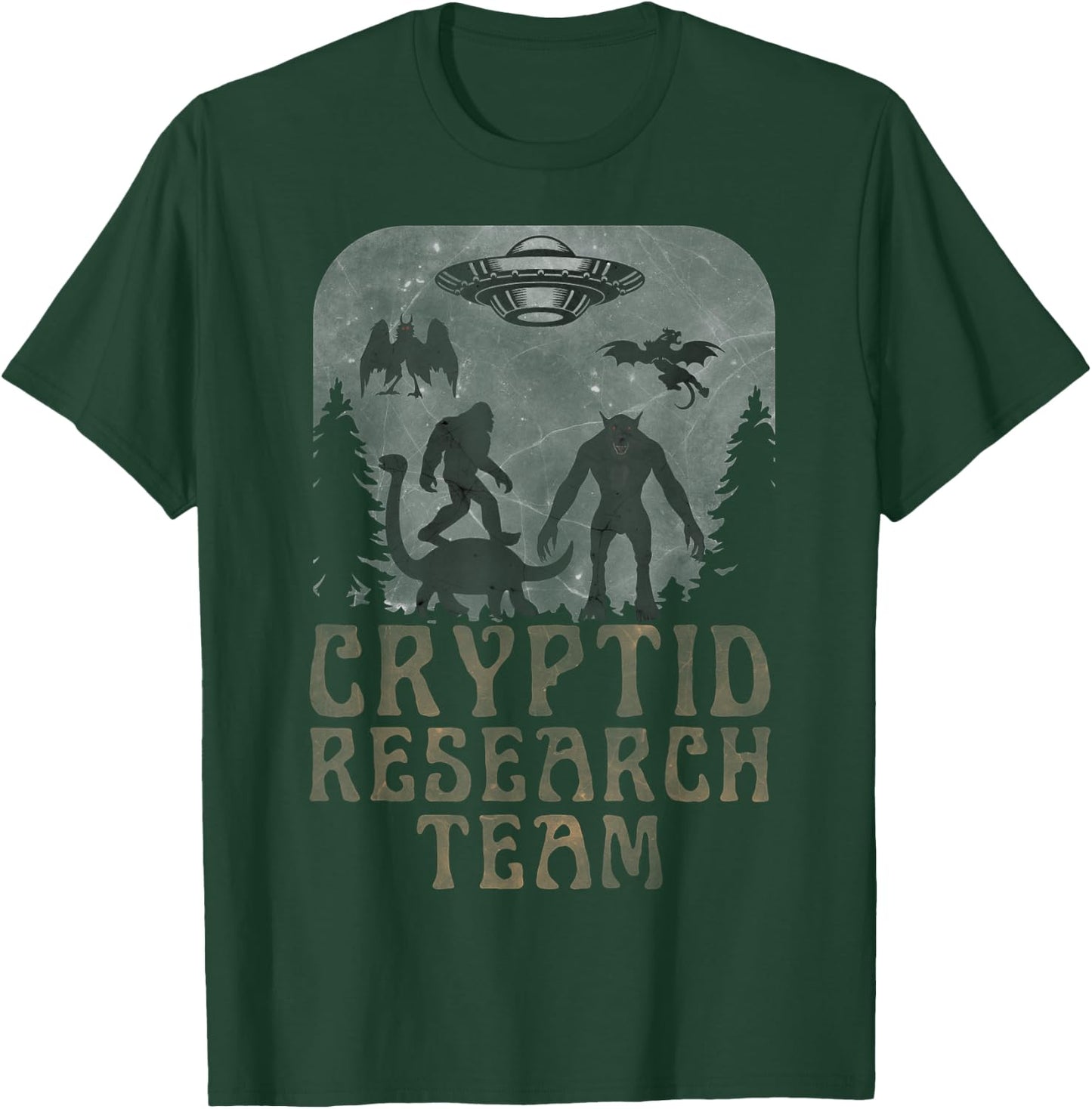 CRYPTID RESEARCH TEAM - Bigfoot Dogman Mothman Alien UFO T-Shirt - T-Shirt | Forest
