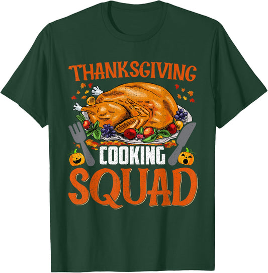 Thanksgiving Cooking Squad Team Turkey Chef Thanksgiving T-Shirt - T-Shirt | Forest