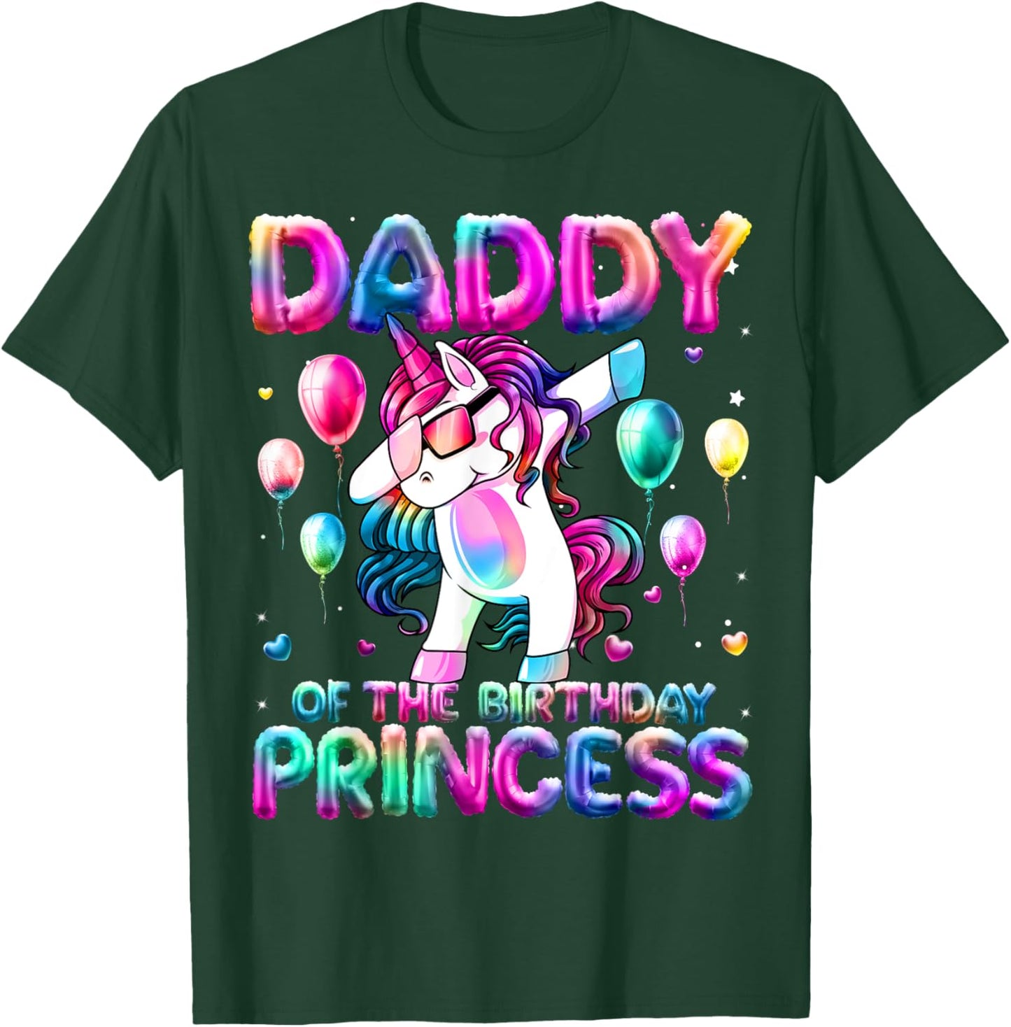 Daddy of the Birthday Princess Girl Dabbing Unicorn Daddy T-Shirt - T-Shirt | Forest