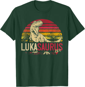 Luka Saurus Funny Personalized Dinosaur T Rex Name Boys Gift T-Shirt - T-Shirt | Forest