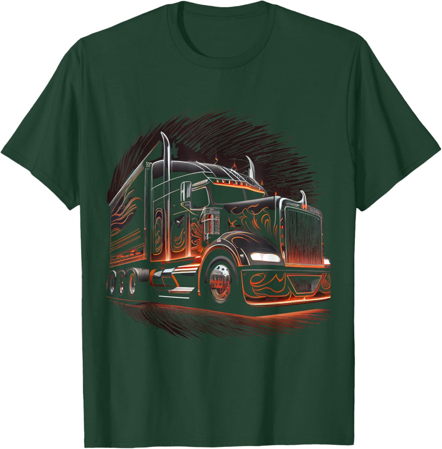 Truck Driver American Flag Trucker T-Shirt - T-Shirt | Forest