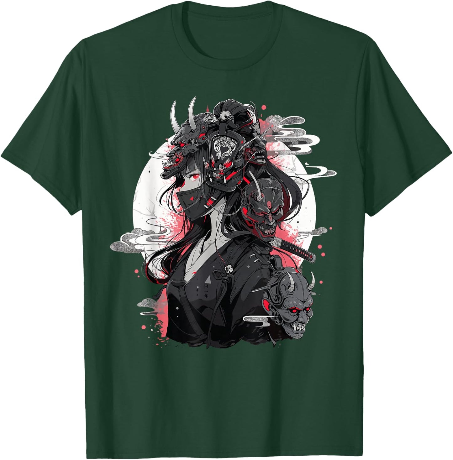 Anime Girl Gothic Waifu Japanese Kawaii Otaku Oni Mask T-Shirt - T-Shirt | Forest