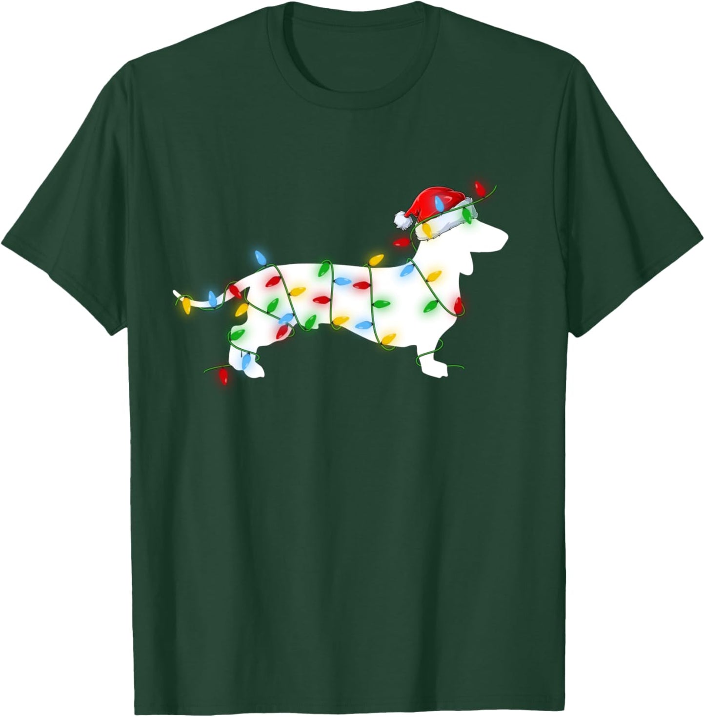 Wiener Dog Lover Lighting Xmas Santa Dachshund Christmas T-Shirt - T-Shirt | Forest