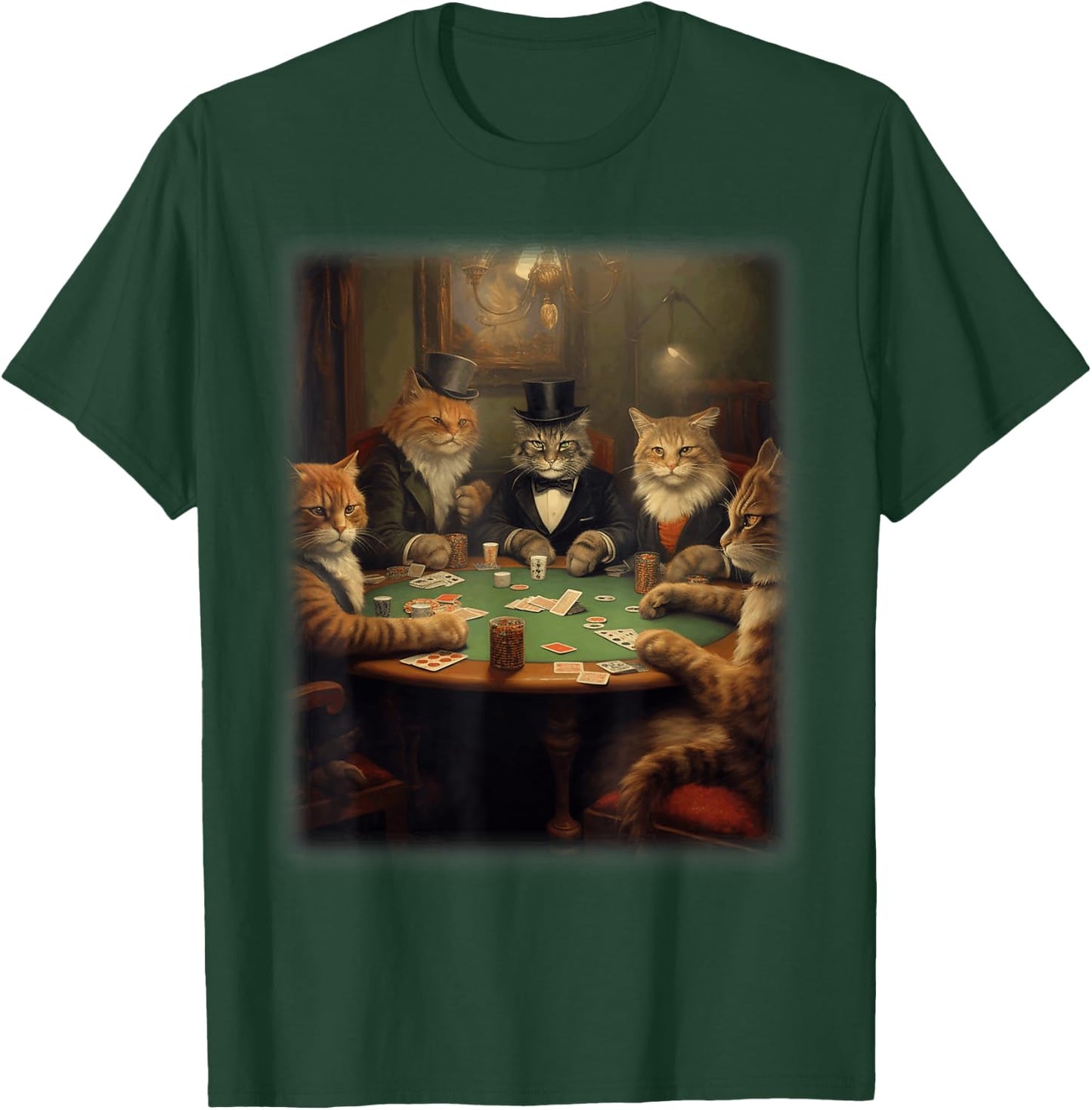 Cats Playing Poker | A Friend in Need | Funny Cat Lover Art T-Shirt - T-Shirt | Forest