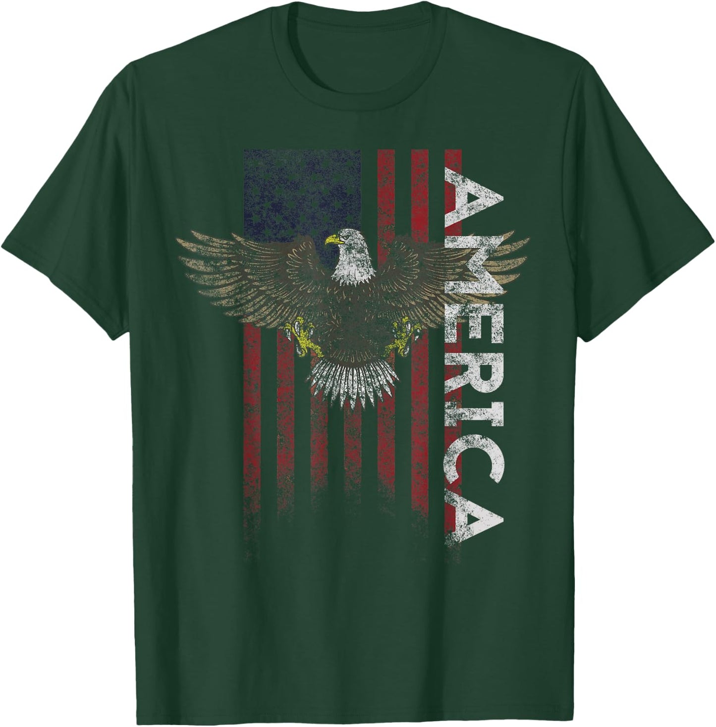Distressed American Flag Vintage USA Flags Men Women America T-Shirt - T-Shirt | Forest