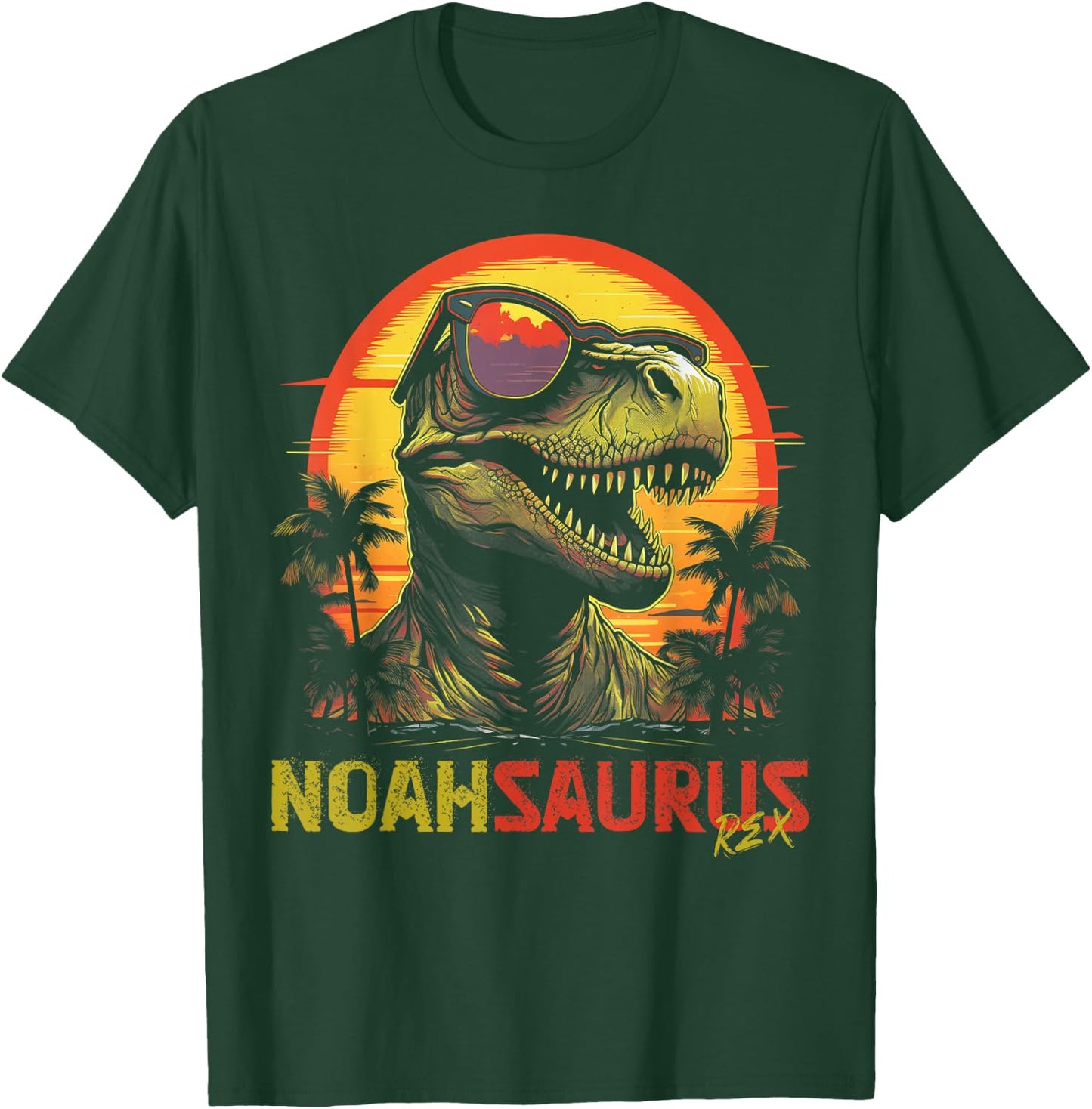 Noah Saurus Funny Personalized Dinosaur T Rex Name Boy T-Shirt - T-Shirt | Forest