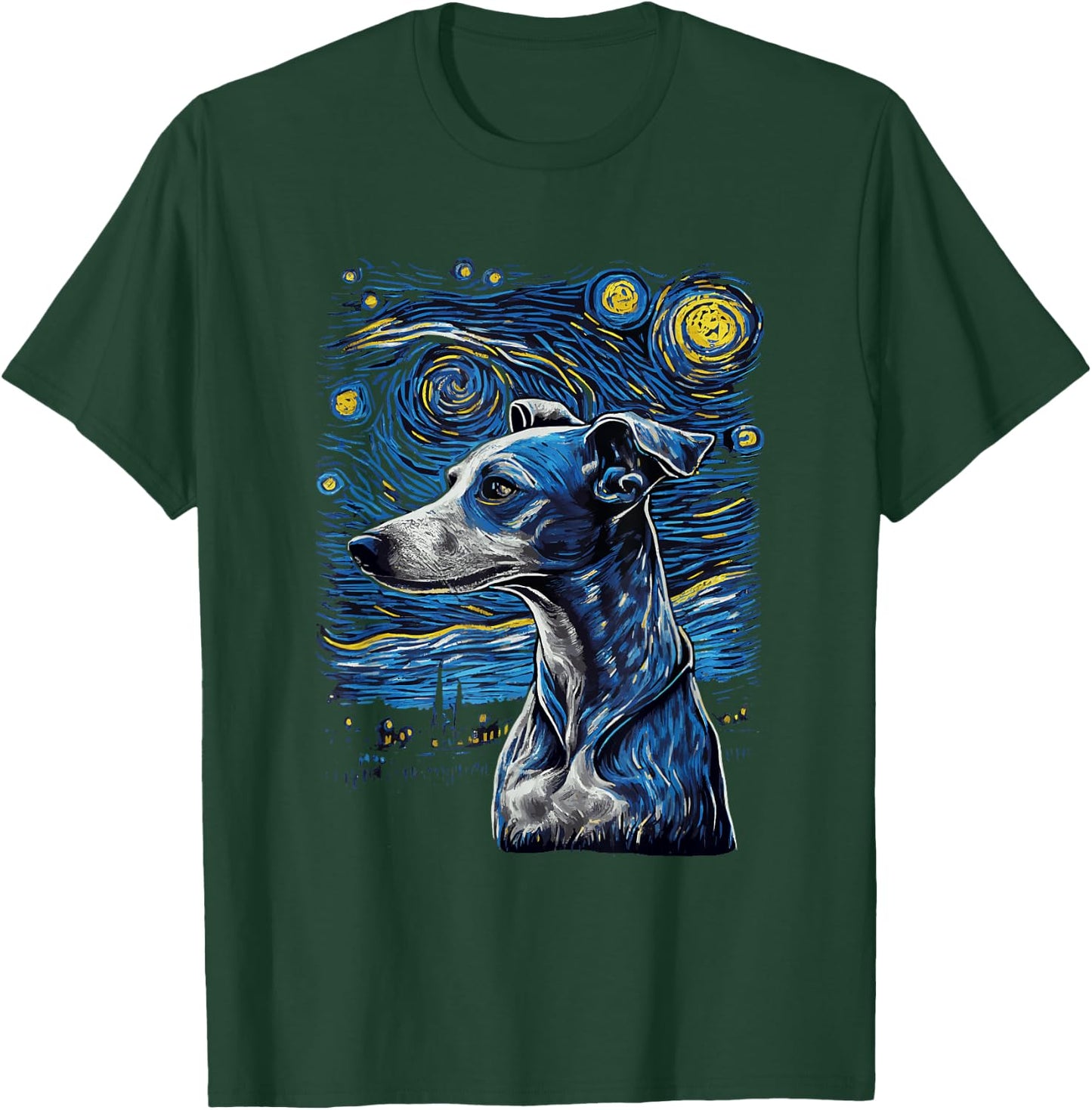 Greyhound Starry Night Galgo Espanol T-Shirt - T-Shirt | Forest