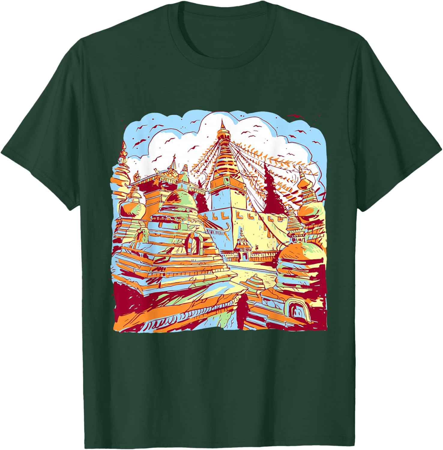 Nepal Himalaya Mountains Picture City Kathmandu T-Shirt - T-Shirt | Forest