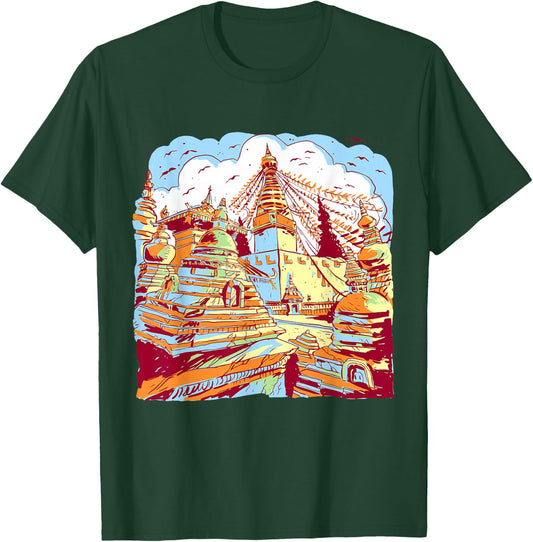 Nepal Himalaya Mountains Picture City Kathmandu T-Shirt - T-Shirt | Forest