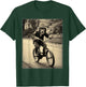 Funny Cute Monkey Chimp Riding Vintage Bicycle Men Woman T-Shirt - T-Shirt | Forest