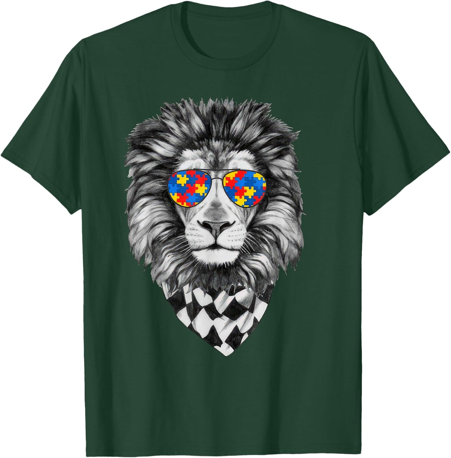 Autism Awareness Lion Print T-Shirt - T-Shirt | Forest