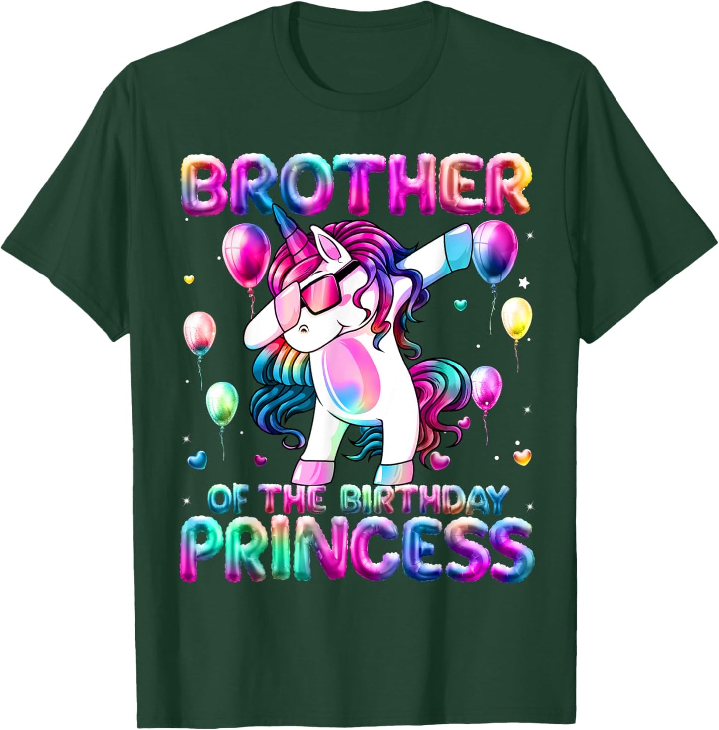 Brother of the Birthday Princess Girl Dabbing Unicorn Bro T-Shirt - T-Shirt | Forest