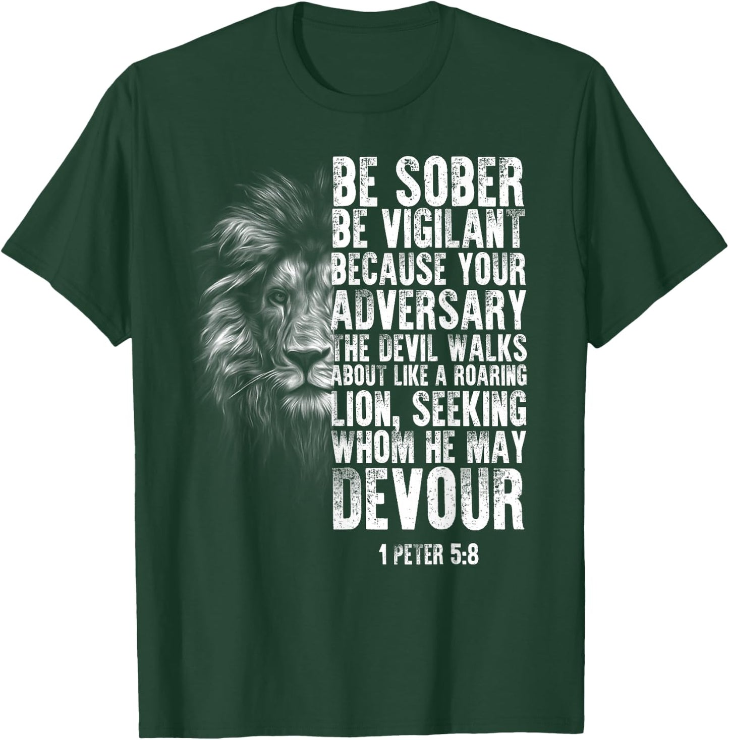 lion head bible verse be vigilant bible study Christian T-Shirt - T-Shirt | Forest