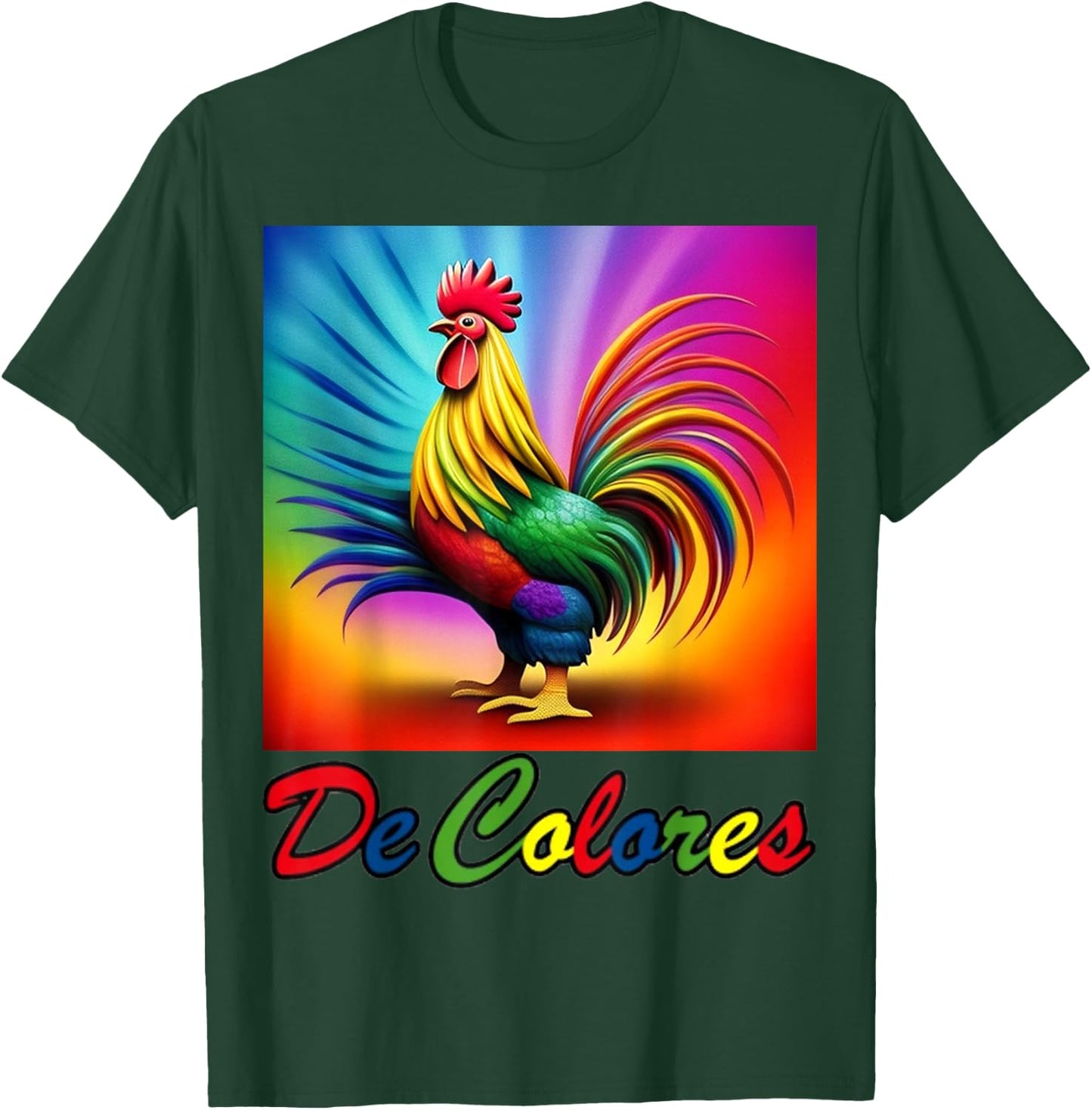 De Colores/DeColores Cursillo Rainbow Rooster T-Shirt - T-Shirt | Forest