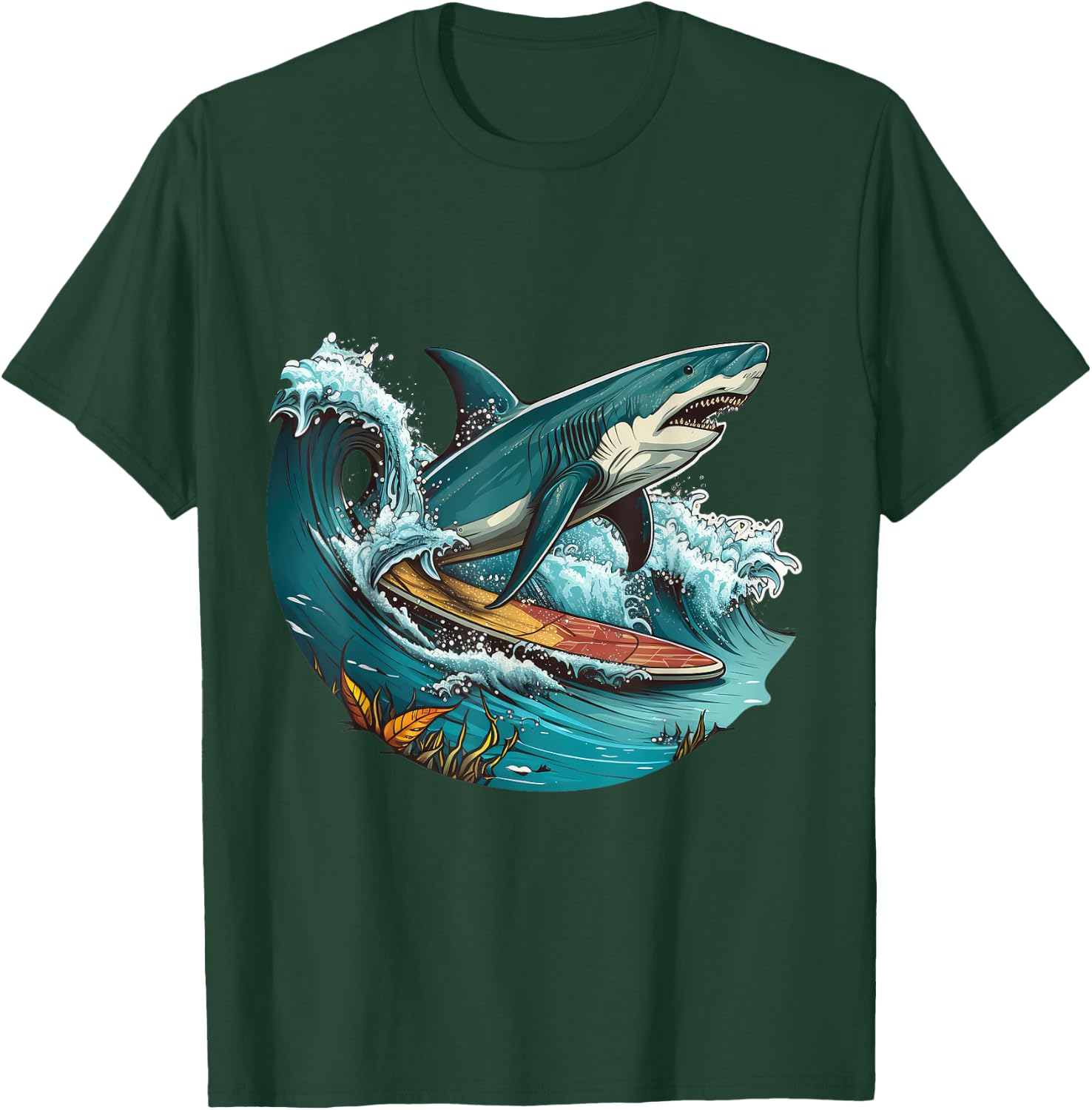 Shark Lover Surfboard Ocean Graphic Novelty Boy Men Surfing T-Shirt - T-Shirt | Forest
