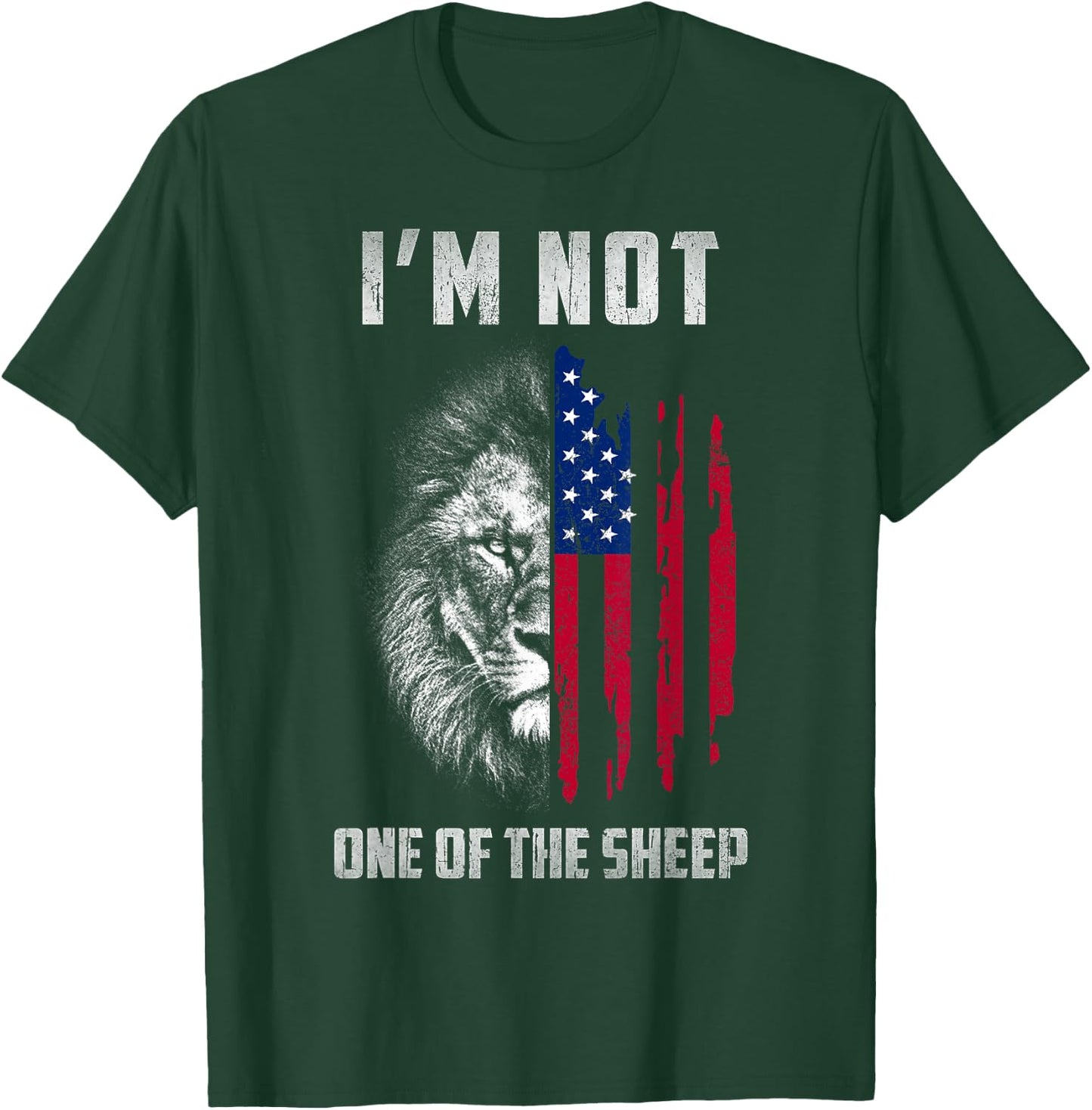 I'm Not One Of The Sheep Patriotic Lions American Flag T-Shirt - T-Shirt | Forest