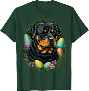Easter Rottweiler Bunny Eggs Dog on Easter Rottweiler T-Shirt - T-Shirt | Forest