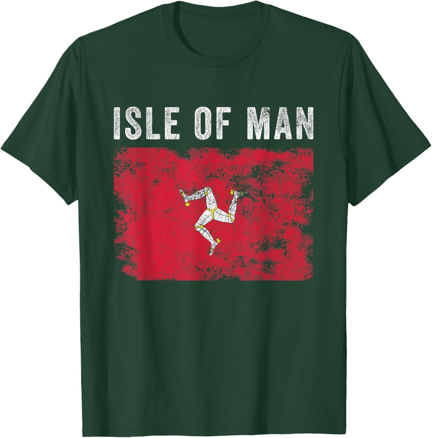 Isle of Man Flag Distressed - Men Women Kids - Manx Flag T-Shirt - T-Shirt | Forest