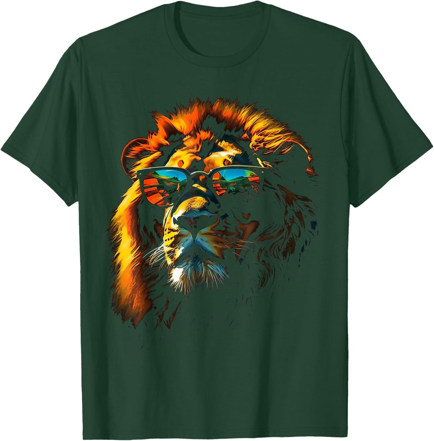 Lion Artwork Sunglasses Colourful Art Zoo Animal Lion T-Shirt - T-Shirt | Forest