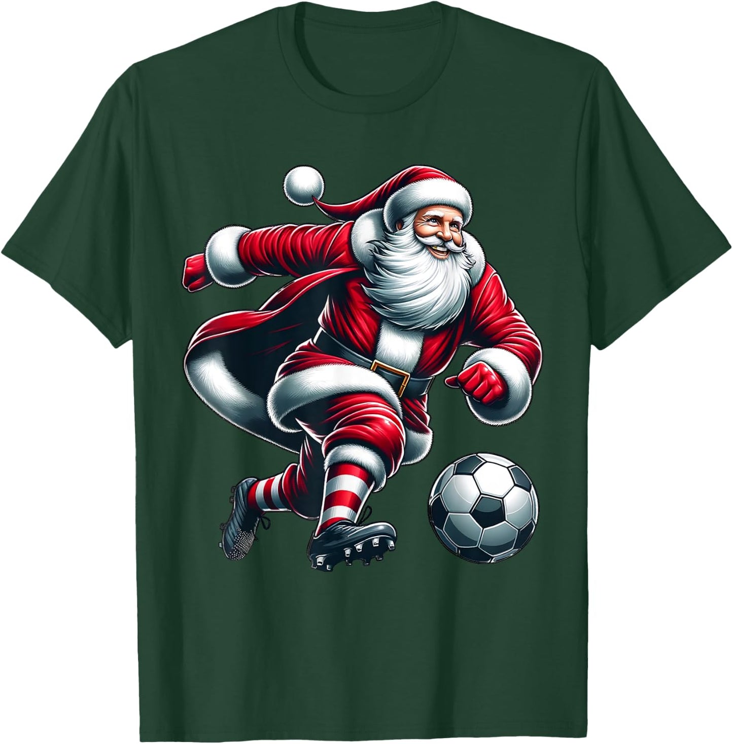 Santa Plays Soccer Sports Christmas Women Men Kids T-Shirt - T-Shirt | Forest