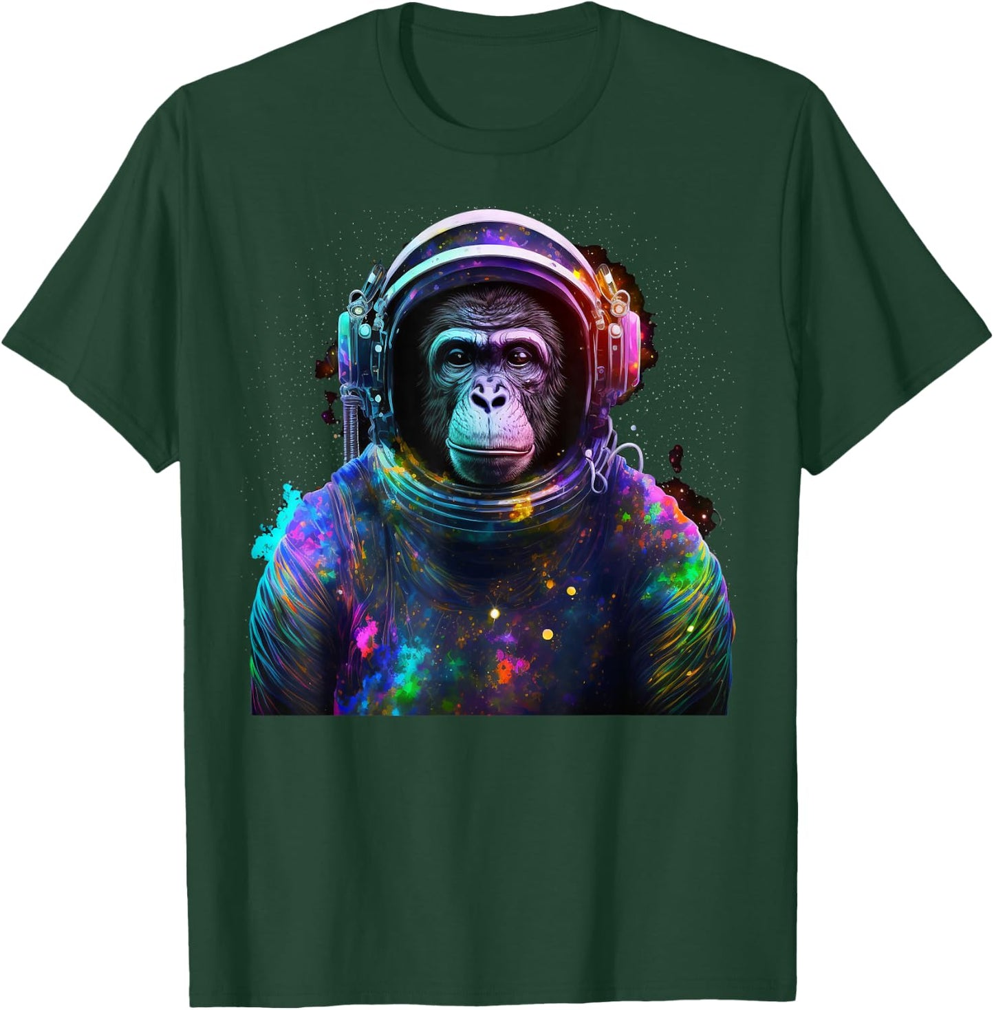 Monkey Astronaut With Space Suit Helmet and Headphones T-Shirt - T-Shirt | Forest