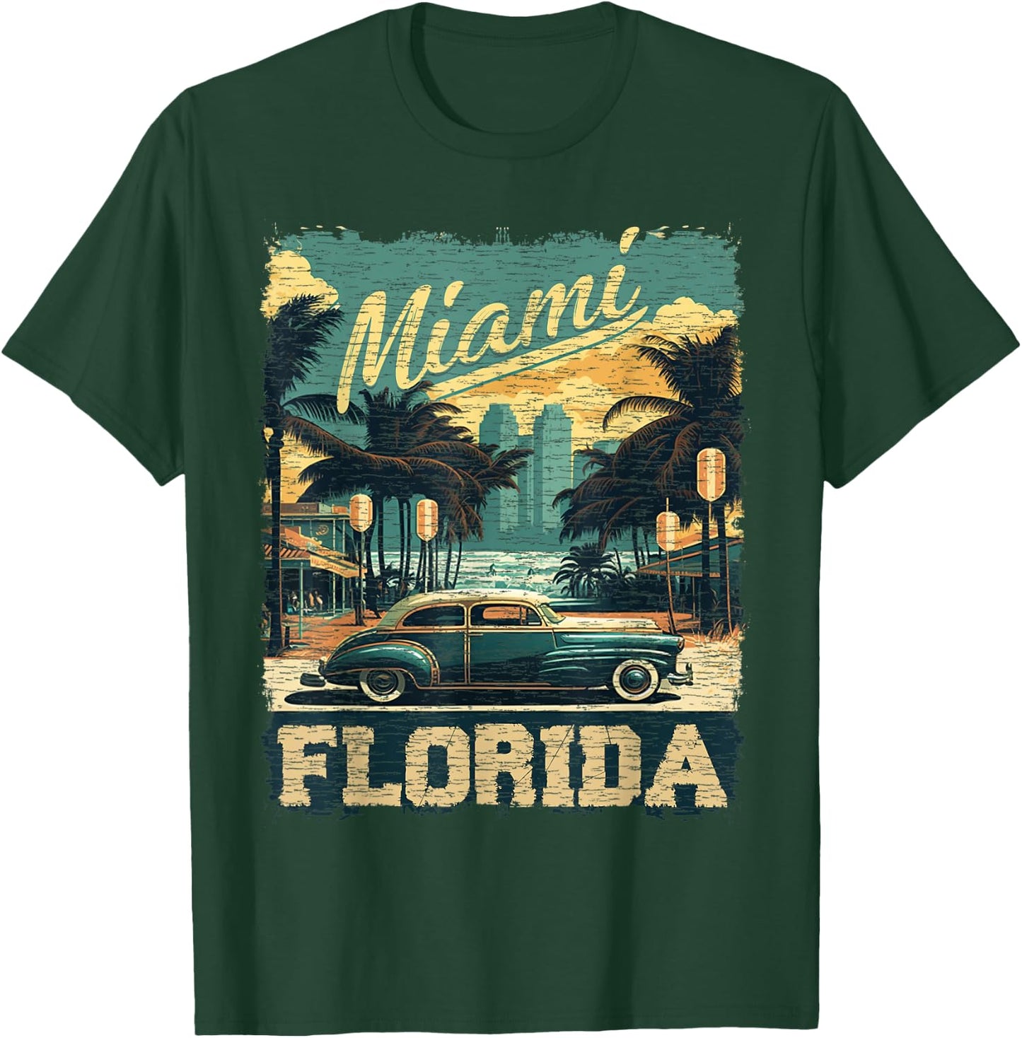 Vintage Miami Vibes Retro Florida T-Shirt - T-Shirt | Forest