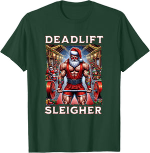 Deadlift Sleigher, Swole Santa Christmas T-Shirt - T-Shirt | Forest
