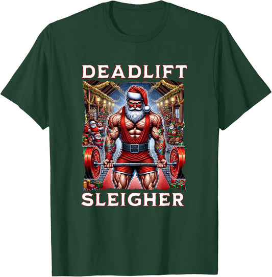 Deadlift Sleigher, Swole Santa Christmas T-Shirt - T-Shirt | Forest