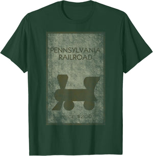 Monopoly Pennsylvania Railroad Property Distressed Poster T-Shirt - T-Shirt | Forest