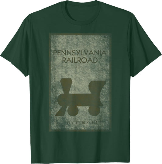 Monopoly Pennsylvania Railroad Property Distressed Poster T-Shirt - T-Shirt | Forest