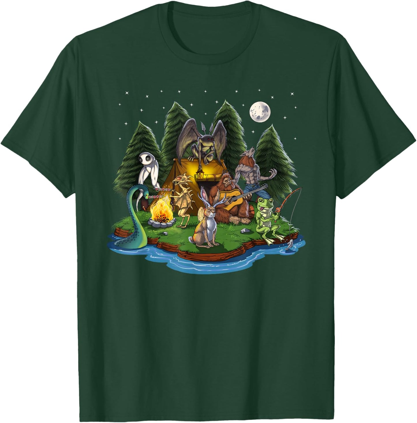 Cryptozoology Cryptid Creatures Bigfoot Jackalope Werewolf T-Shirt - T-Shirt | Forest