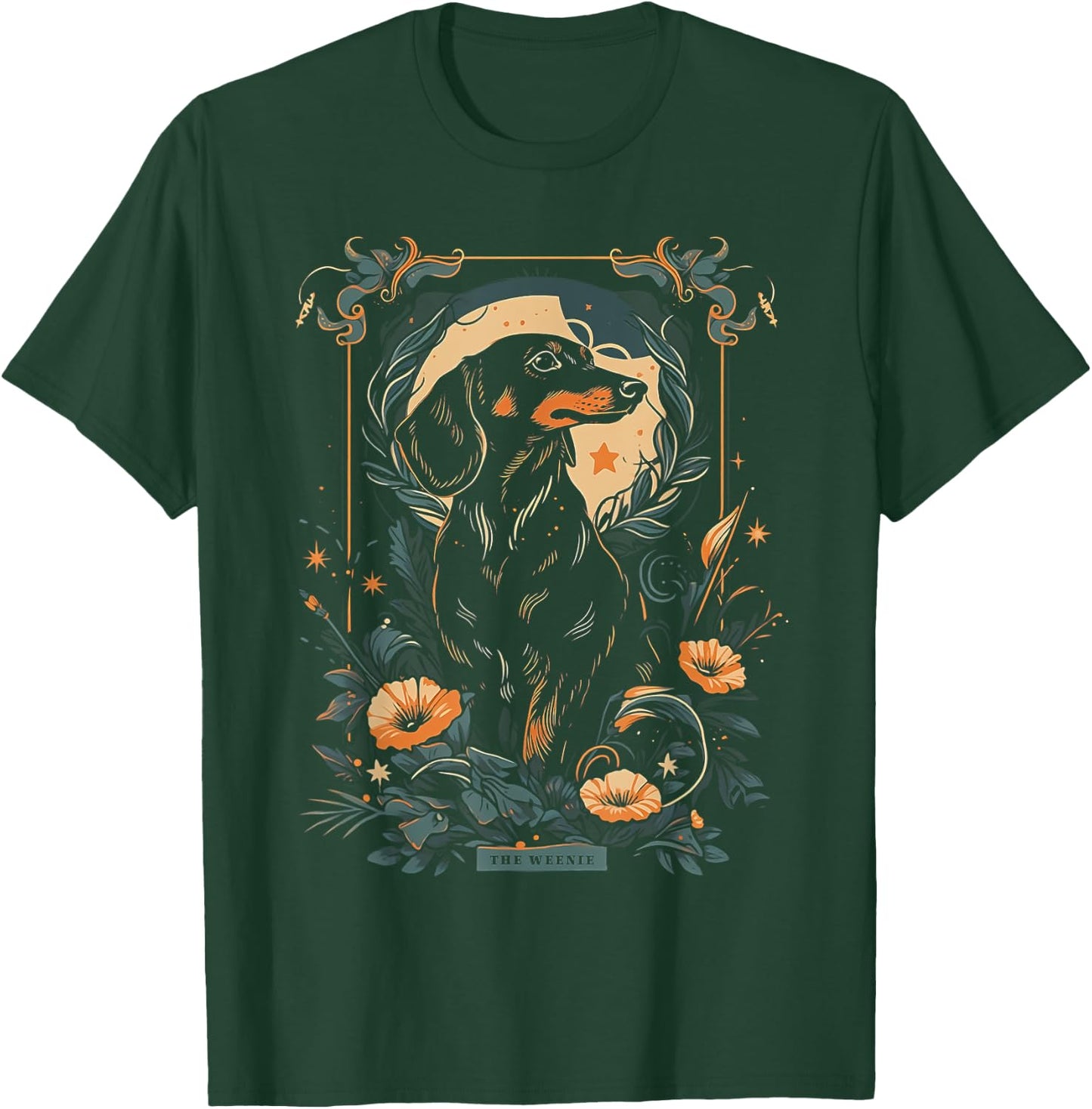 The Weenie Tarot Card | Dachshund Mom Dad Weiner Dog T-Shirt - T-Shirt | Forest