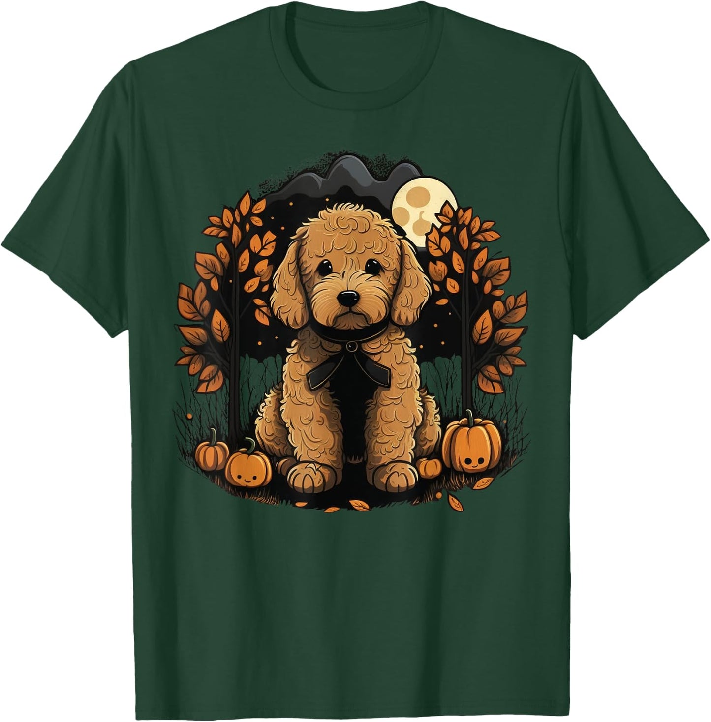 Pumpkin Golden Doodle costume on Goldendoodle Halloween T-Shirt - T-Shirt | Forest