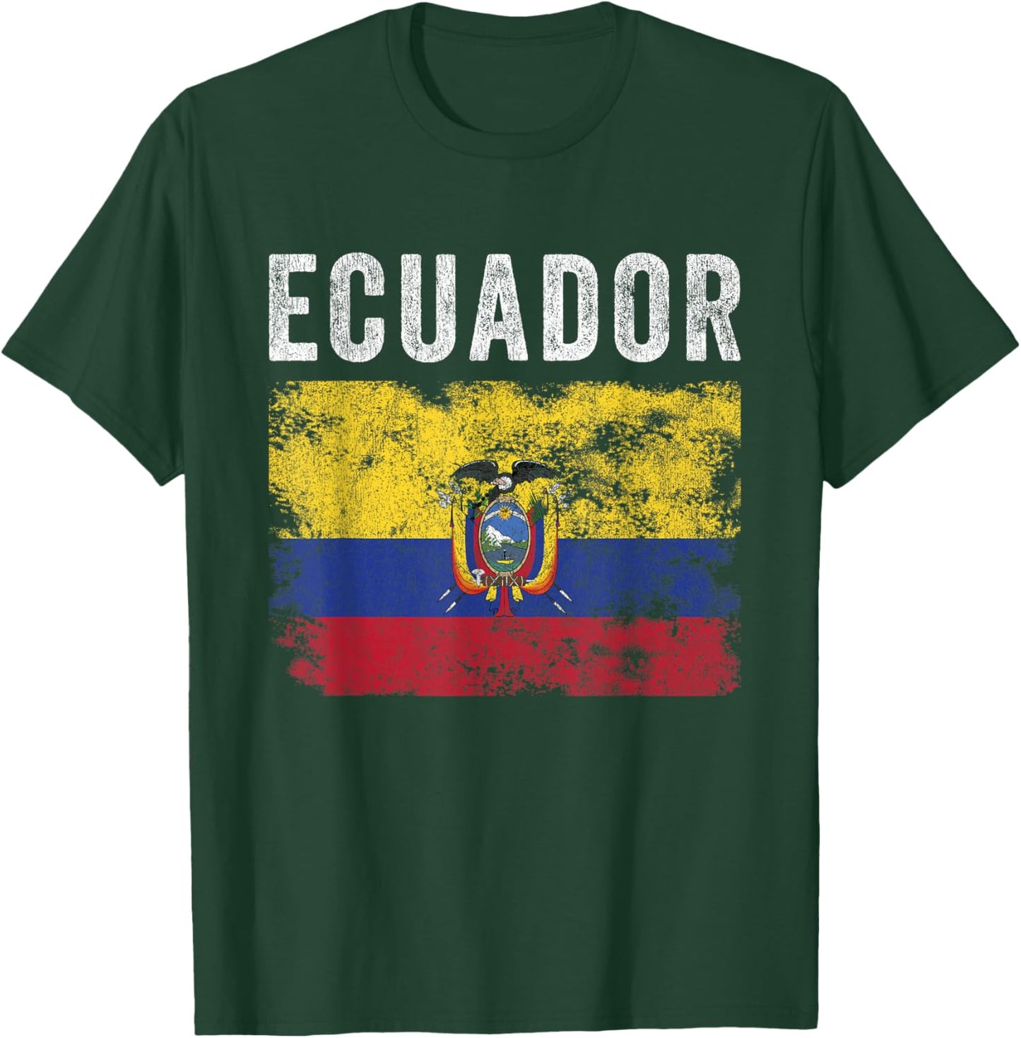 Ecuador Flag Distressed - Men Women Kids - Ecuadorian Flag T-Shirt - T-Shirt | Forest