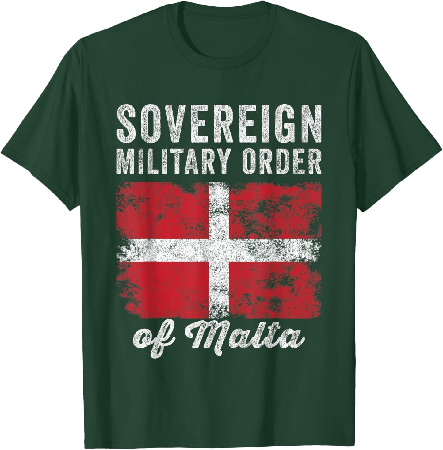 Order of Malta Flag Distressed - Knights of Malta Flag T-Shirt - T-Shirt | Forest
