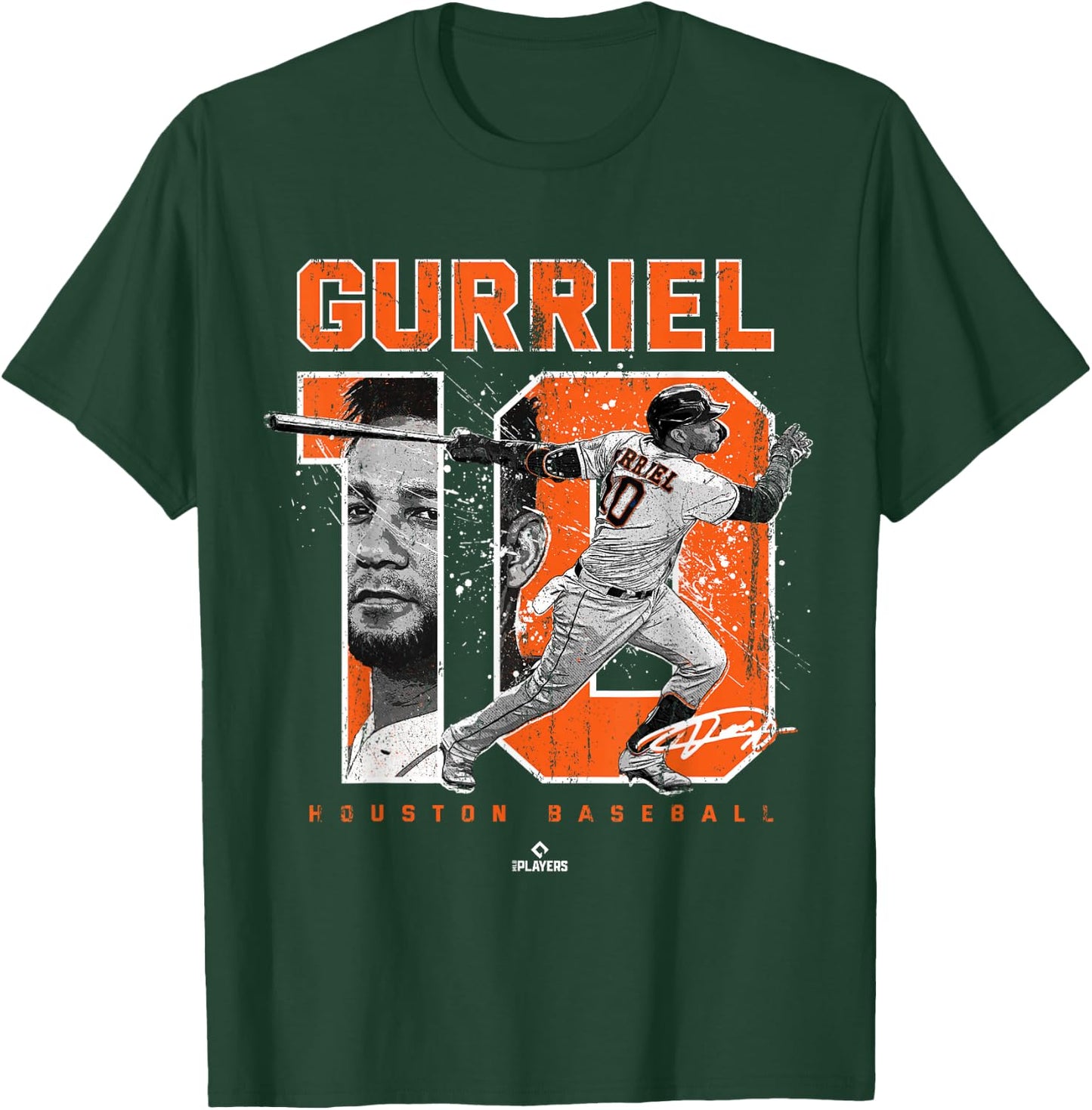 Number and Portrait Yuli Gurriel Houston MLBPA T-Shirt - T-Shirt | Forest