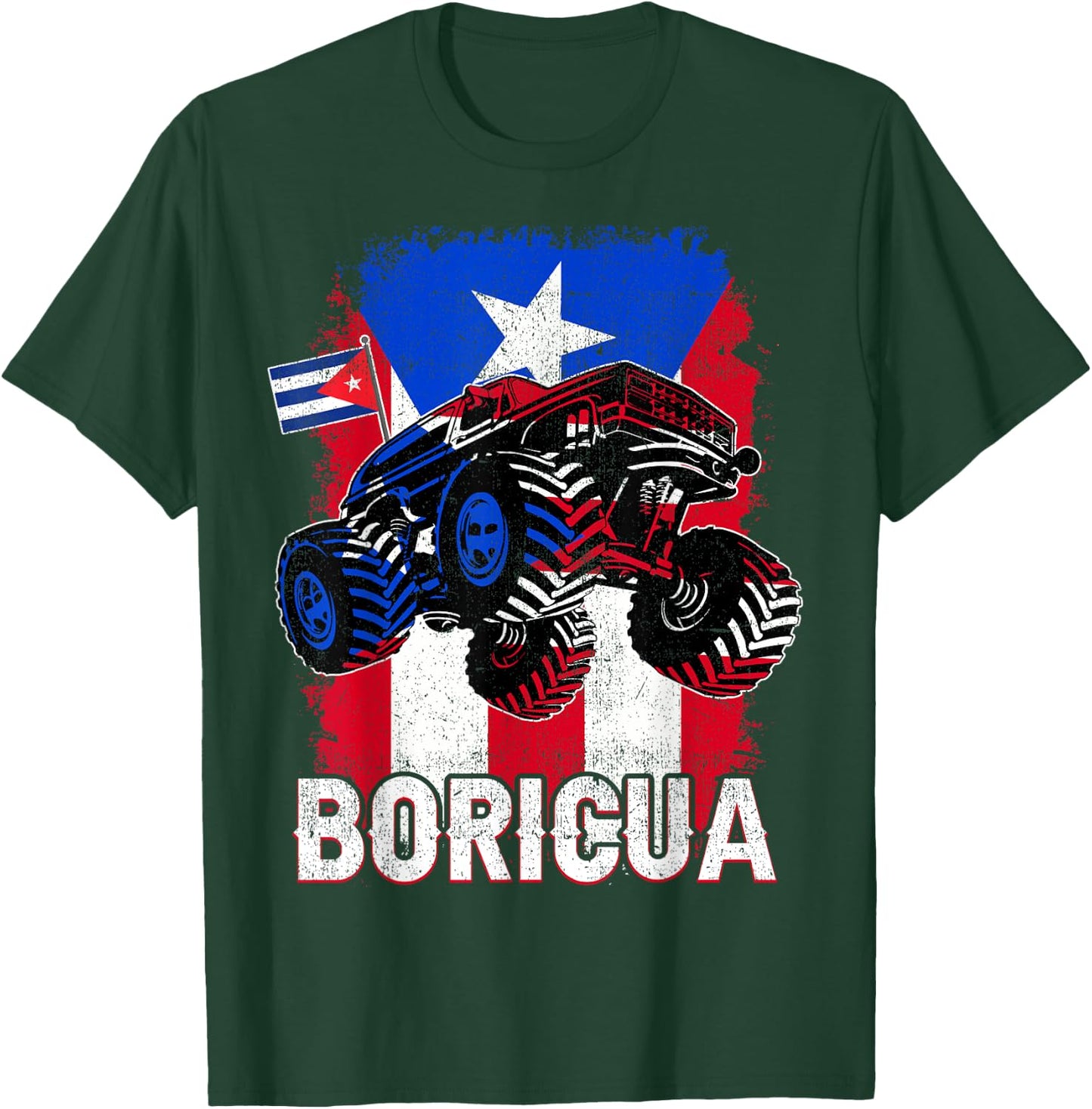 Boricua Puerto Rican Flag Monster Truck Rico Kid Boy Toddler T-Shirt - T-Shirt | Forest
