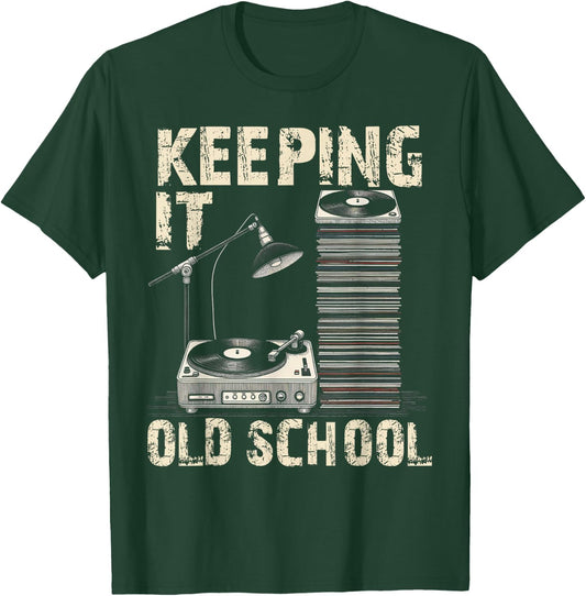 Retro Vinyl Record Player Music Vintage Keeping it Old Vinyl T-Shirt - T-Shirt | Forest
