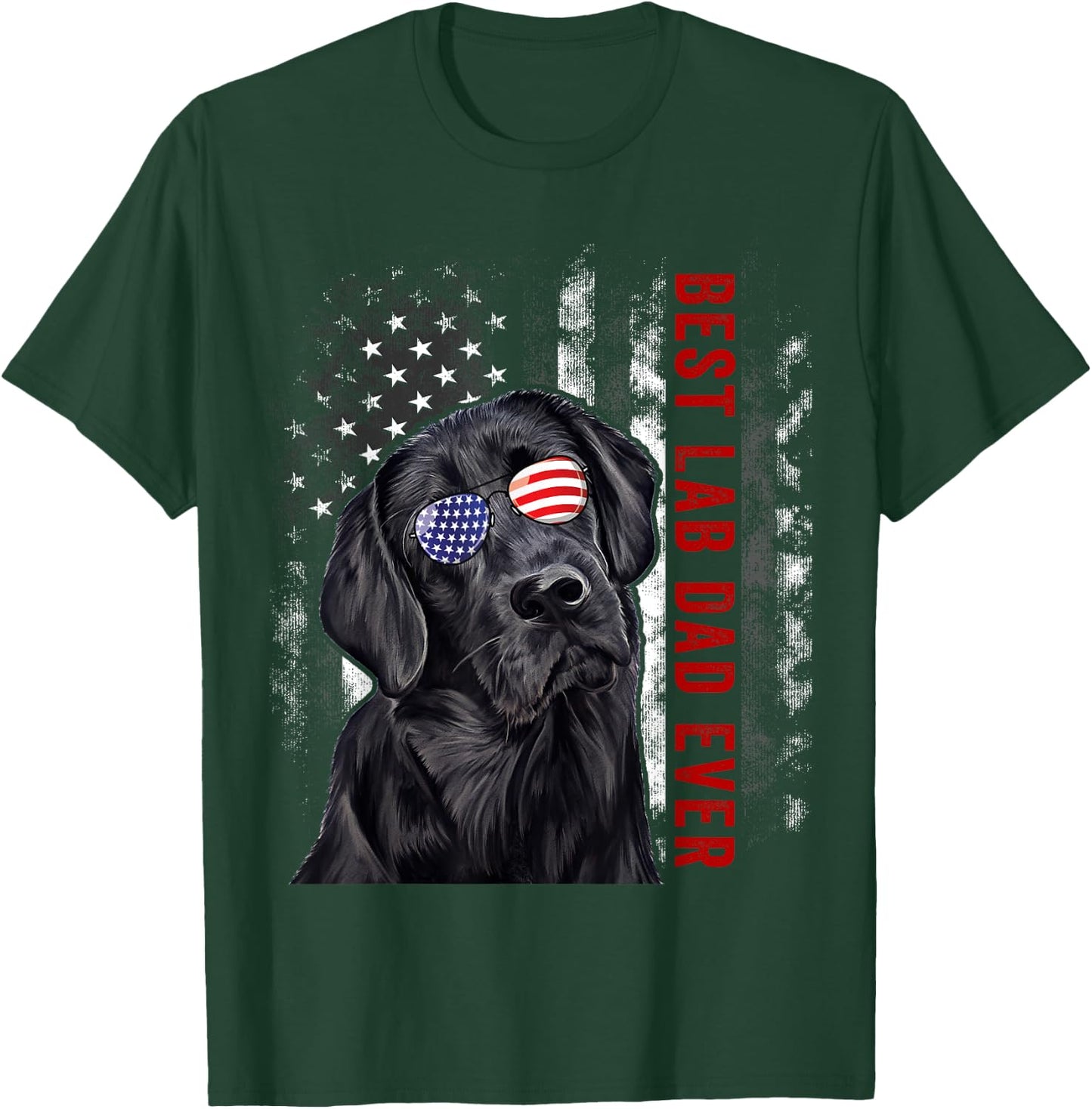 Best Lab Dad Ever Labrador Dog American Flag Fathers Day T-Shirt - T-Shirt | Forest