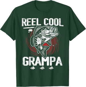 Funny Fathers Day Vintage Fishing Reel Cool Grampa T-Shirt - T-Shirt | Forest