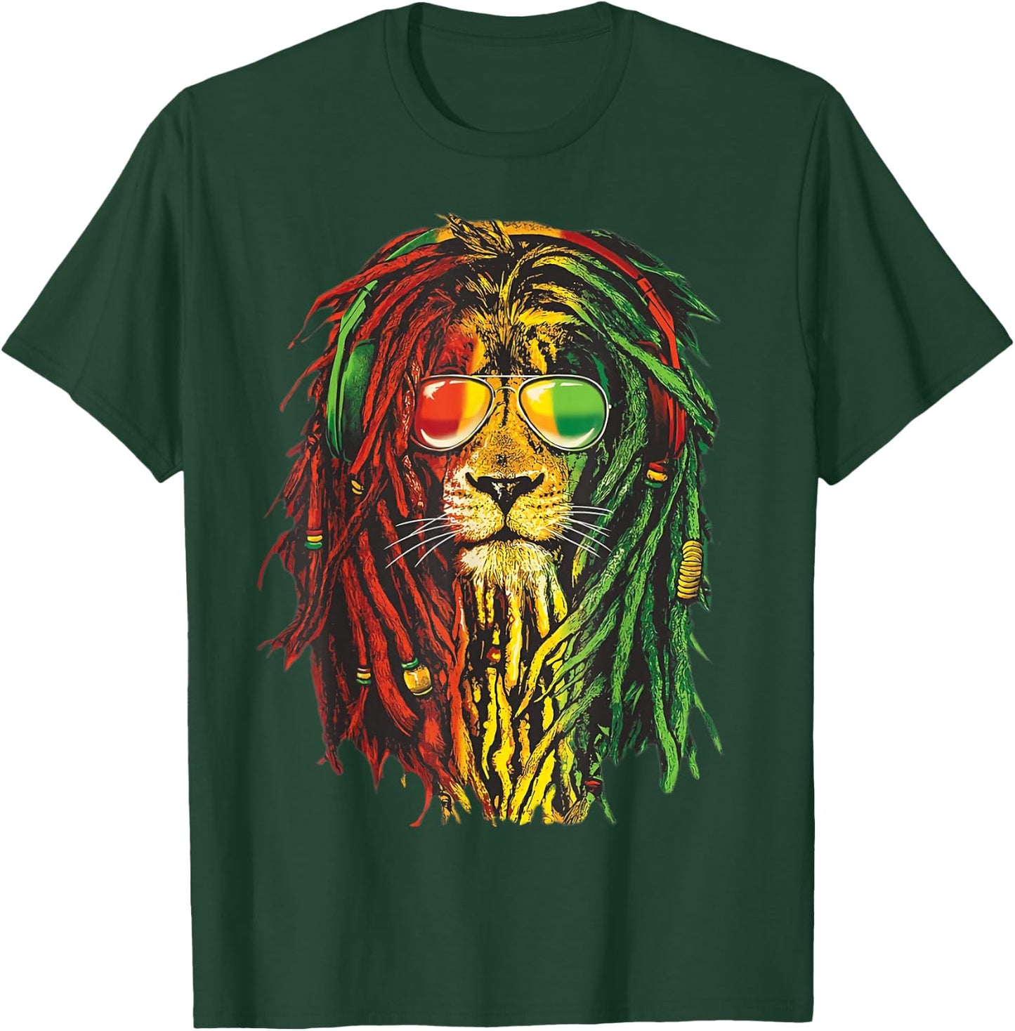 Rasta Lion Cool Dreadlock Rastafari for Rasta Lover T-Shirt - T-Shirt | Forest
