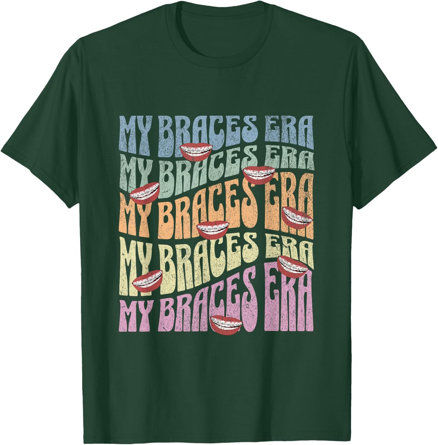 My Braces ERA Funny Retro Text Dental Braces for Teens Kids T-Shirt - T-Shirt | Forest