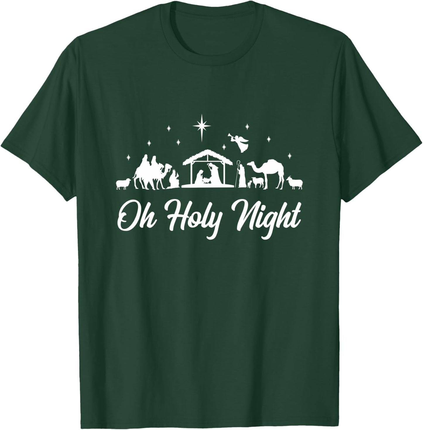 Oh Holy Night Nativity Scene Funny Christmas Christian T-Shirt - T-Shirt | Forest