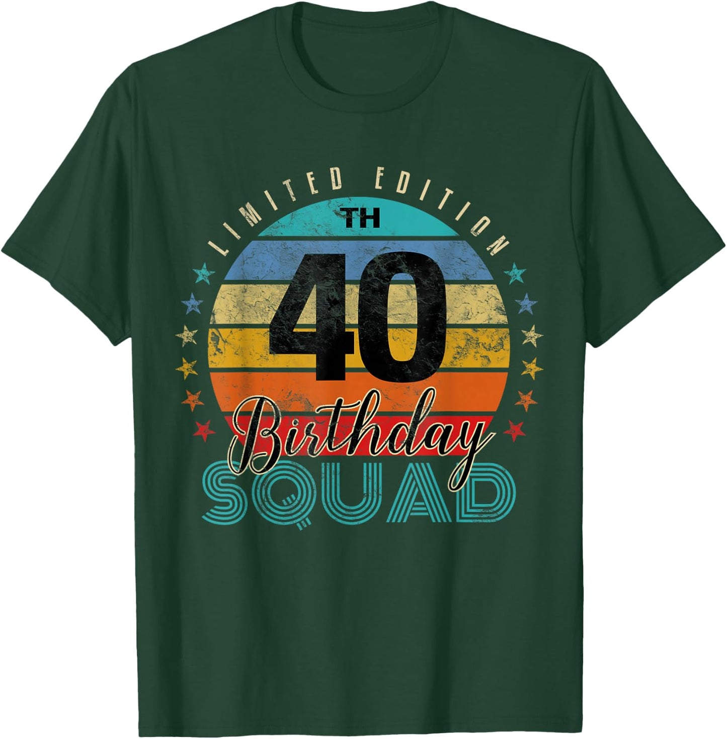 40 Year Old Birthday Squad Vintage 40th B-Day Group Friends T-Shirt - T-Shirt | Forest