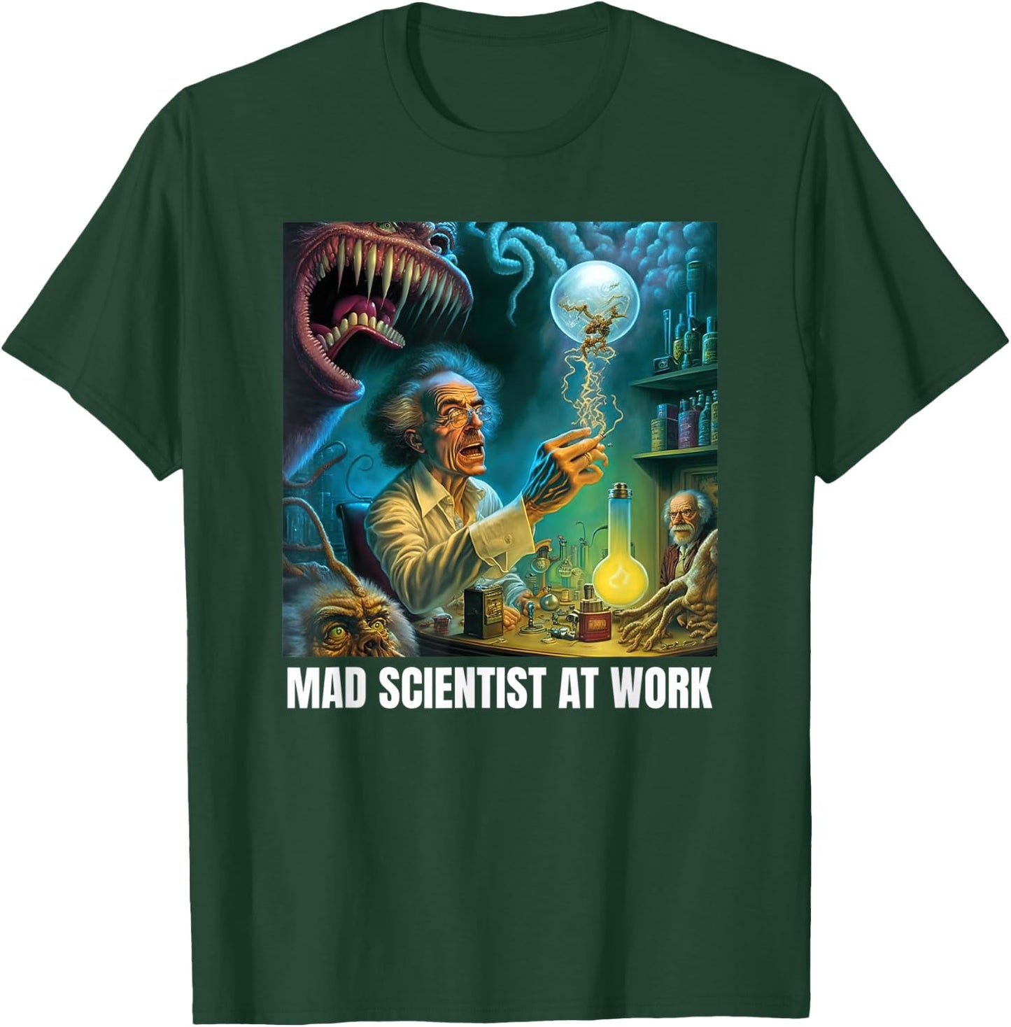 Funny Mad Scientist Fantasy Monster,Comic Nerd Lover T-Shirt - T-Shirt | Forest